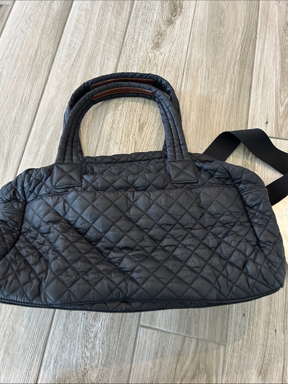 MZ Wallace Jim travel bag Black Quilted Nylon Shoulder Bag - Picture 9 of 15